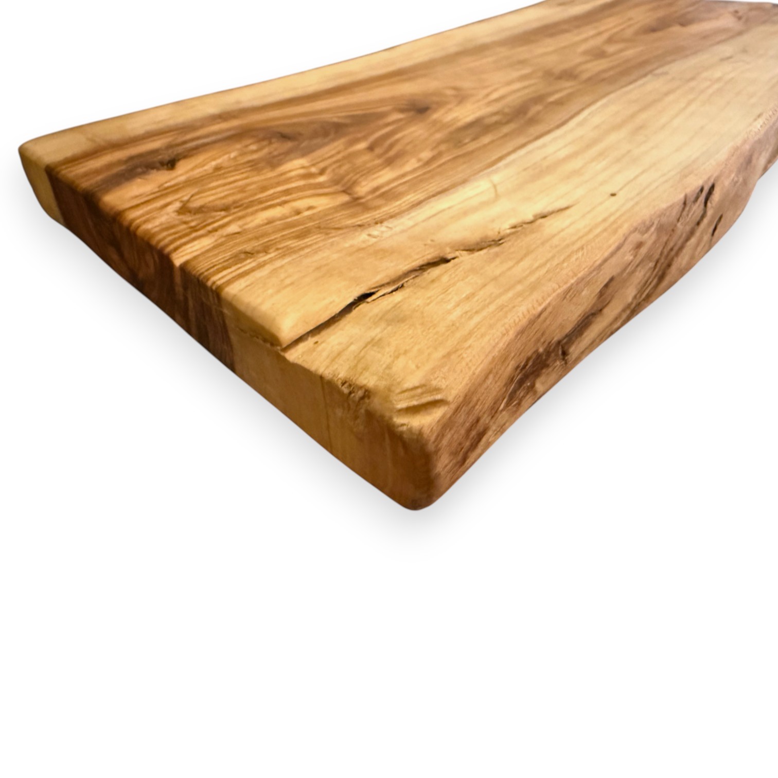 Tábua Irregular em Oliveira (31x15x2cm) Tábua de madeira natural polida com veios castanhos