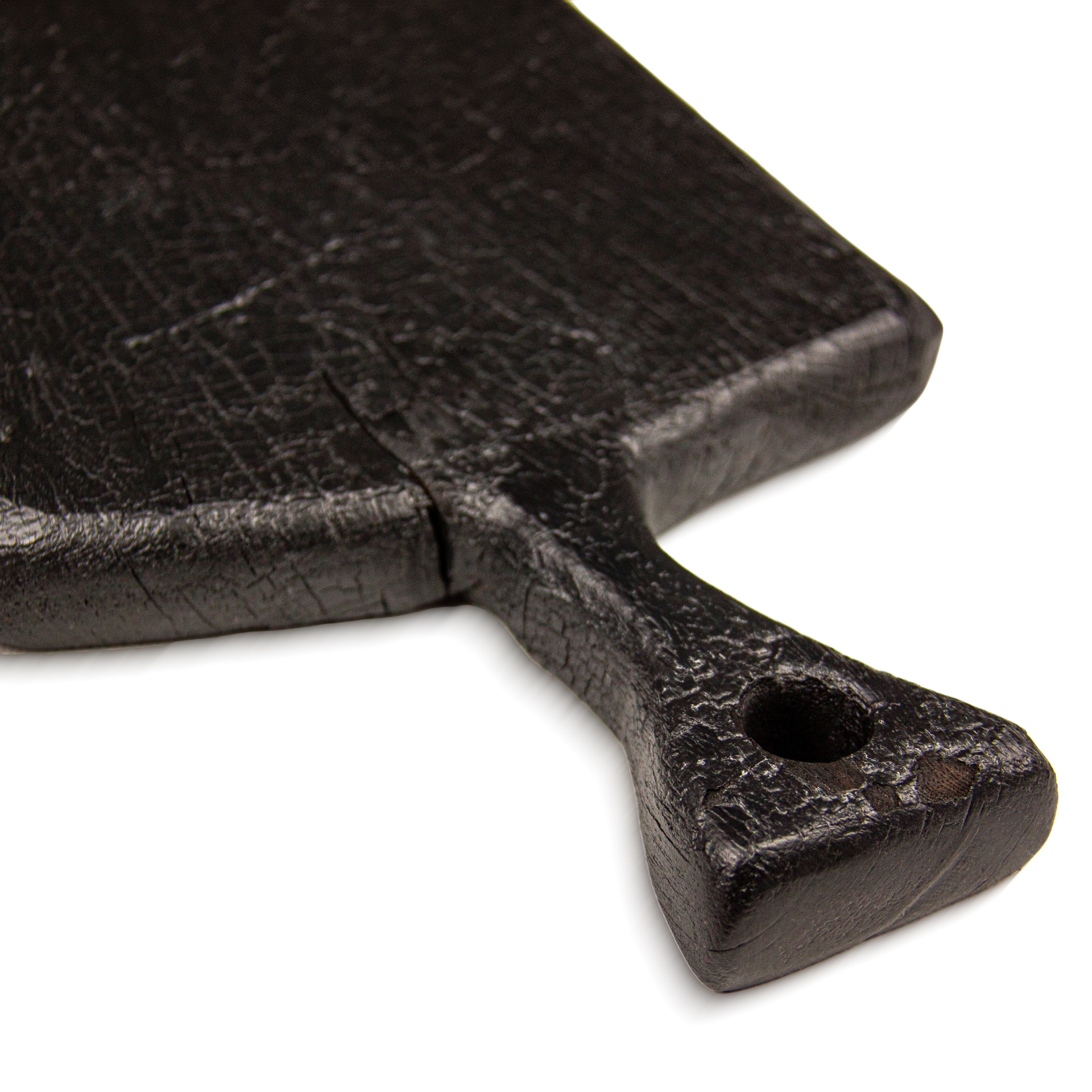 Tábua de Carvalho Laura Living - Tapas M - 65CM Black Edition Tabuleiro de madeira preta com pega e buraco circular