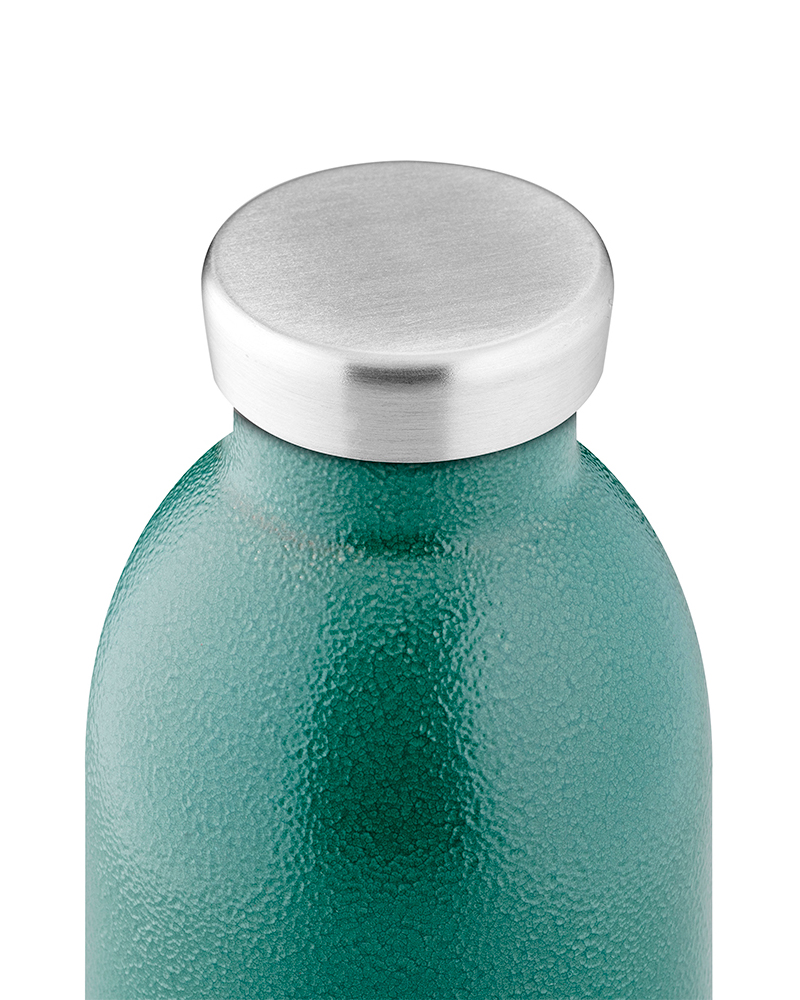 Clima Bottle - Moss Green 850ml Garrafa de bebida verde com tampa metálica prateada