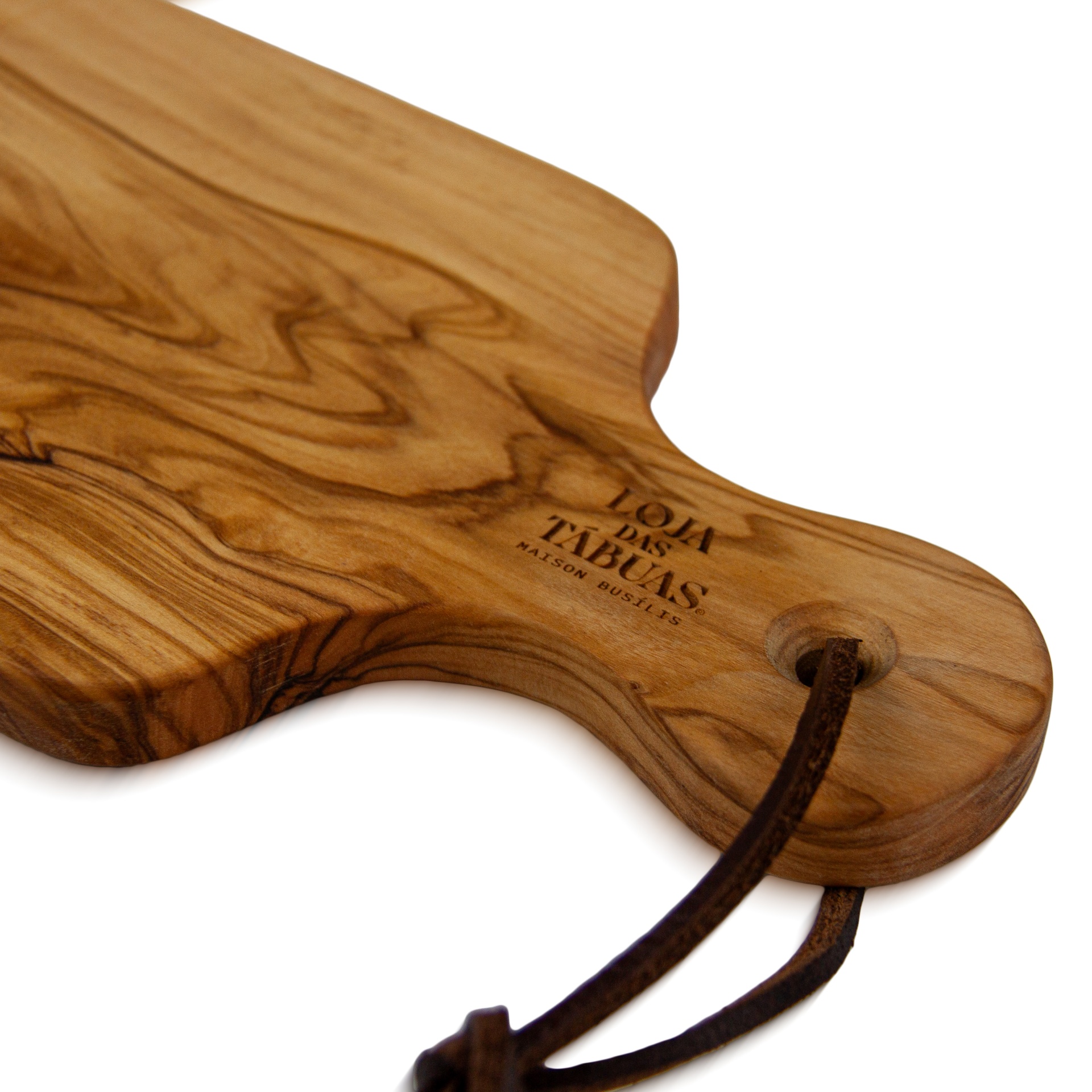 Tábua Retangular c/pega em Oliveira (26x12x1,5 cm) tábua de corte em madeira com alça e cordão