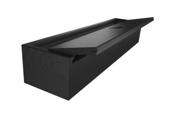 HORL BOX - geração 2 Frasco preto retangular com tampa de rolha inclinada e textura de madeira
