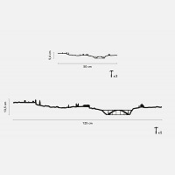 theLine® Small 50 cm - Black _ Porto Desenho técnico em preto e branco mostrando dois perfis lineares com escalas e espessuras distintas