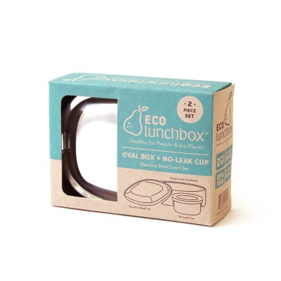 Embalagem Eco Lunchbox com caixa oval e copo hermético