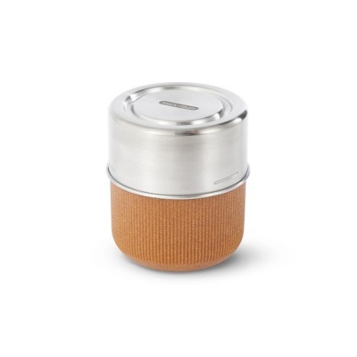 Copo térmico prateado com base castanha