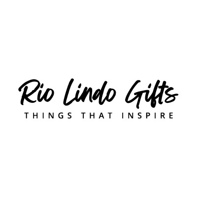 Logotipo Rio Lindo Gifts com texto em preto sobre fundo branco