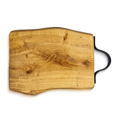Tábuas de cortar em madeira natural com alça preta