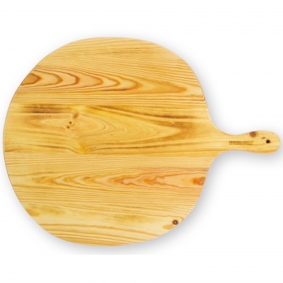 Tábua de madeira clara para pizza com cabo e padrão natural