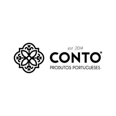 Logótipo CONTO com padrão floral e texto