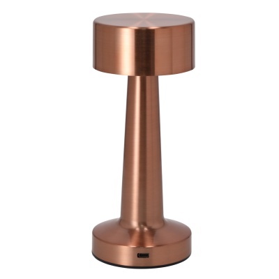 Candeeiro de mesa cobre metálico com porta USB