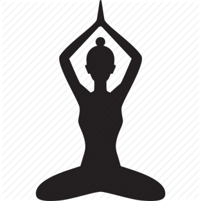 Silhueta preta de pessoa em posição de lótus para yoga