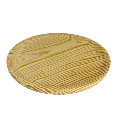 prato redondo em madeira clara com veios naturais