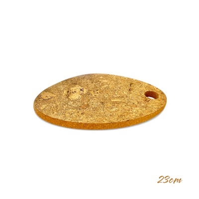 Tabuleiro redondo de cortiça com furo, 23 cm