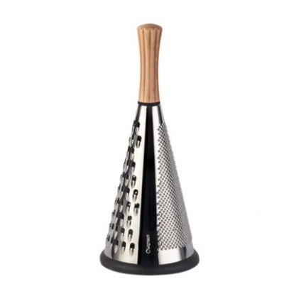 Ralador de cone com punho em madeira e diferentes lâminas de metal