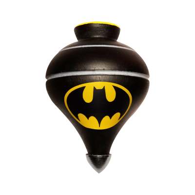 Pião preto com logótipo amarelo do Batman