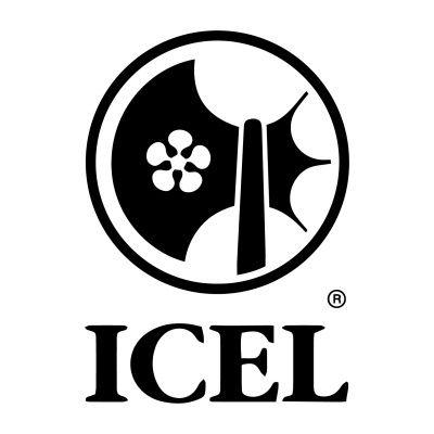 Logótipo ICEL em preto e branco com flor estilizada