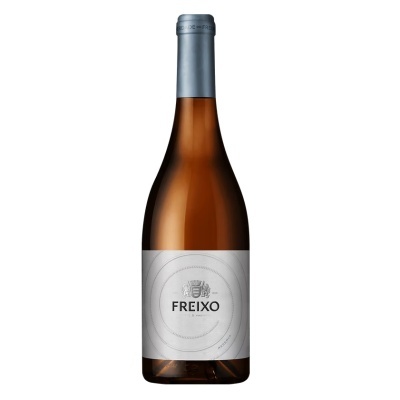 Garrafa de vinho Freixo com rótulo branco e tampa azul