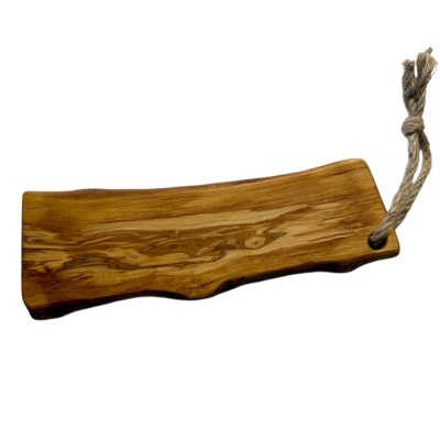 Tábua de madeira natural com cordão de juta