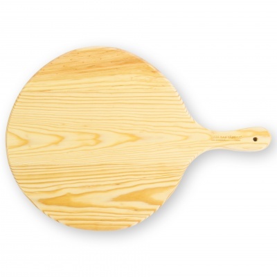 Tabuleiro redondo de madeira com pega para pizza