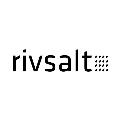 Logótipo preto da marca rivsalt em fundo branco com padrão de pontos