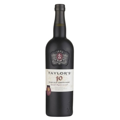 Garrafa de vinho do Porto Taylor's 10 anos com rótulo branco