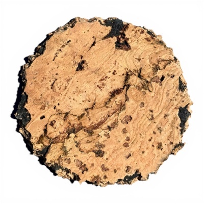 Disco redondo de cortiça com textura natural