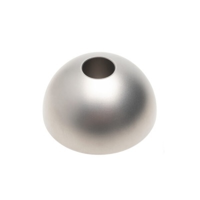 Peça metálica cónica prateada com orifício circular no topo