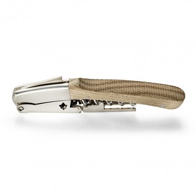 Saca-rolhas metal e cabo bege texturado