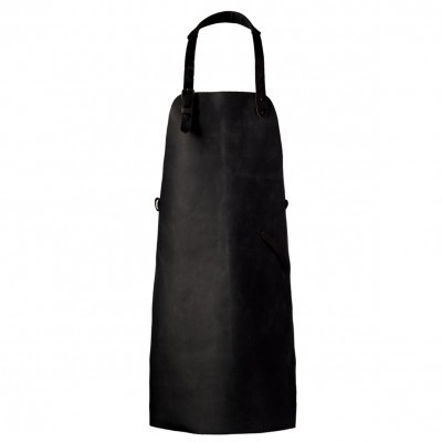 Avental preto de couro com bolso e alça ajustável no pescoço