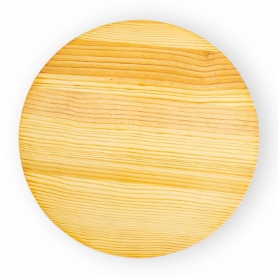 Prato redondo de madeira clara com textura natural