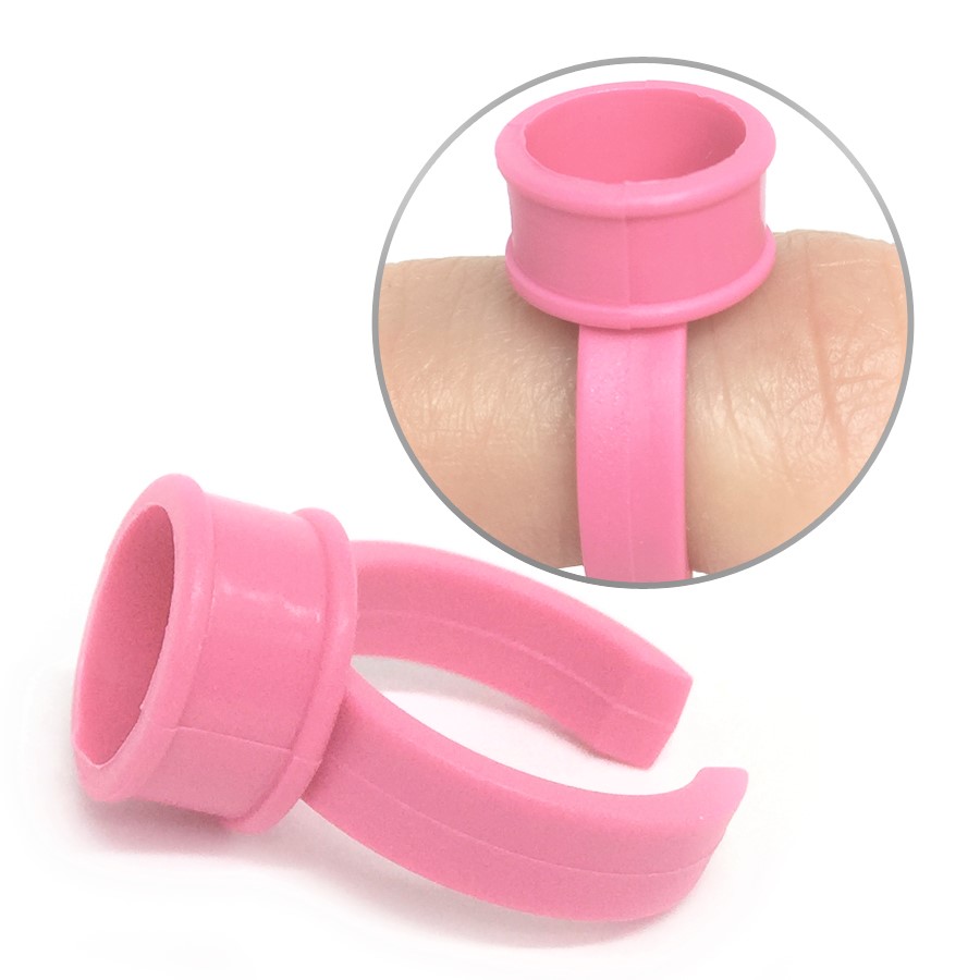 Anéis Rosa Porta Pigmento Descartáveis - Anel Batoque PMU (10 ou 30 un) Argola cor de rosa para dedo com base cónica
