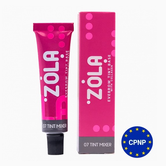 ZOLA Tint Mixer 07 15 ml - Ajuste de Tons de Tintura tubo e caixa de cosmético rosa com texto ZOLA e detalhes cinzentos e cor-de-rosa