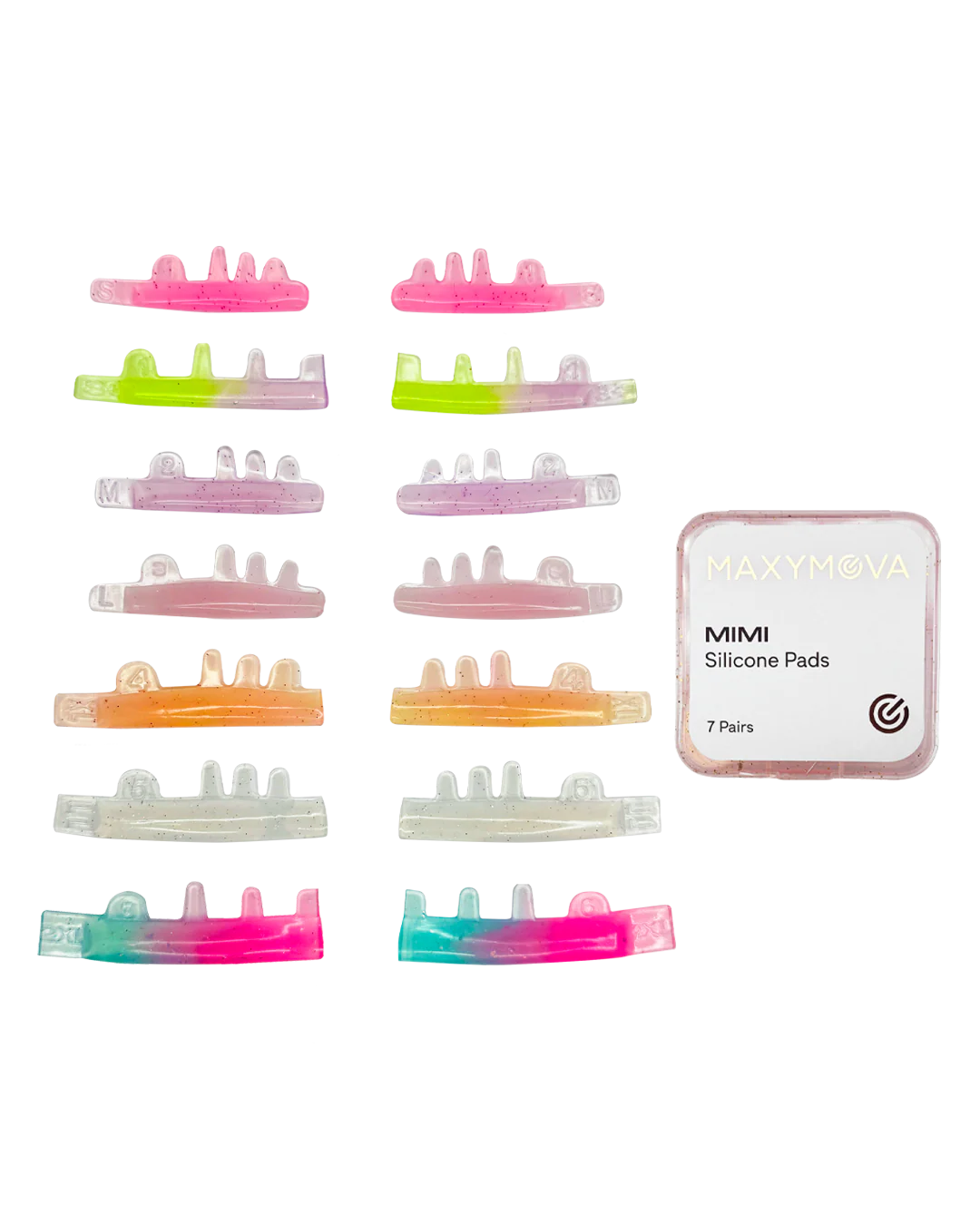 MAXYMOVA MIMI Pads - Moldes de Silicone C Curl para Lifting de Pestanas - 7 Pares Pads de silicone coloridos MAXYMOVA MIMI com embalagem