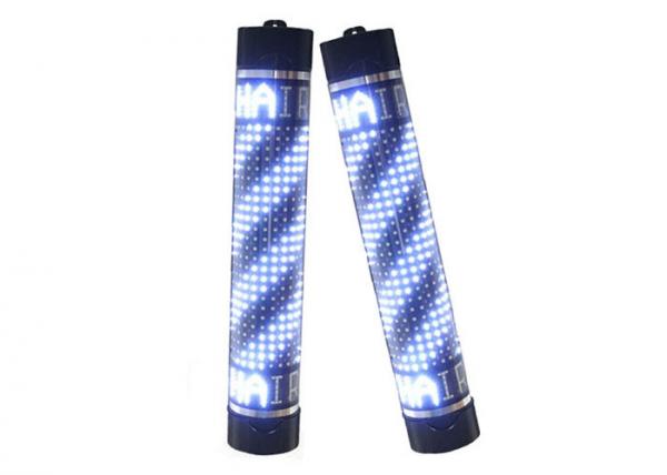 Paus luminosos LED azuis e brancos com bases pretas e text 'HA TI'