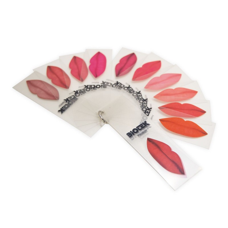 BIOTEK Paleta de Cores Lábios Amostras de lábios coloridos em amostra circular com anel