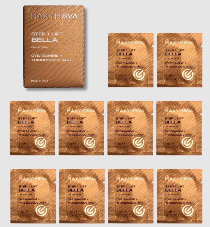 Maxymova Step 1 Bella Cysteamine+TGA 10x1 ml - Lash & Brow Lamination Coreano Pacotes bronze Maxymova Step 1 Lift Bella Collection cosmético individuais