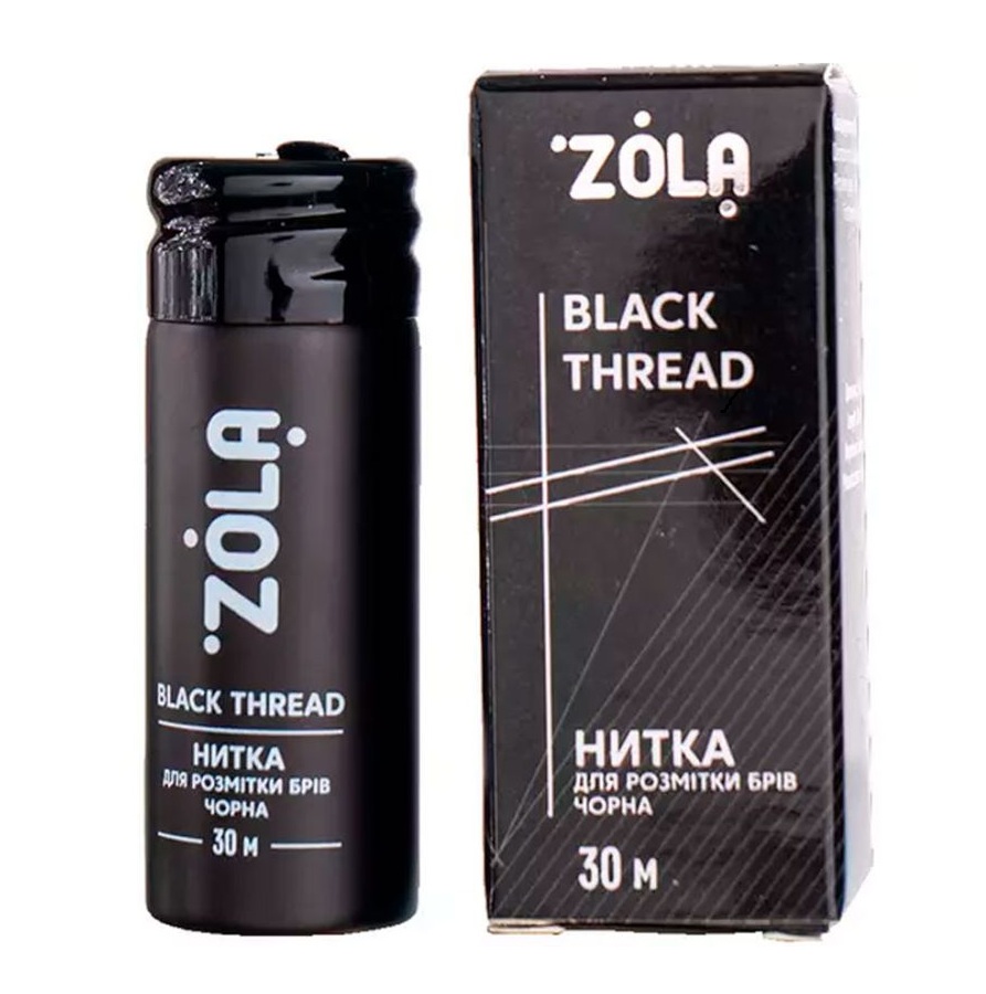 ZOLA Marking Thread 30 m Black - Linha de Marcação Frasco e embalagem de fio para depilação Zola Black Thread pretos com texto branco