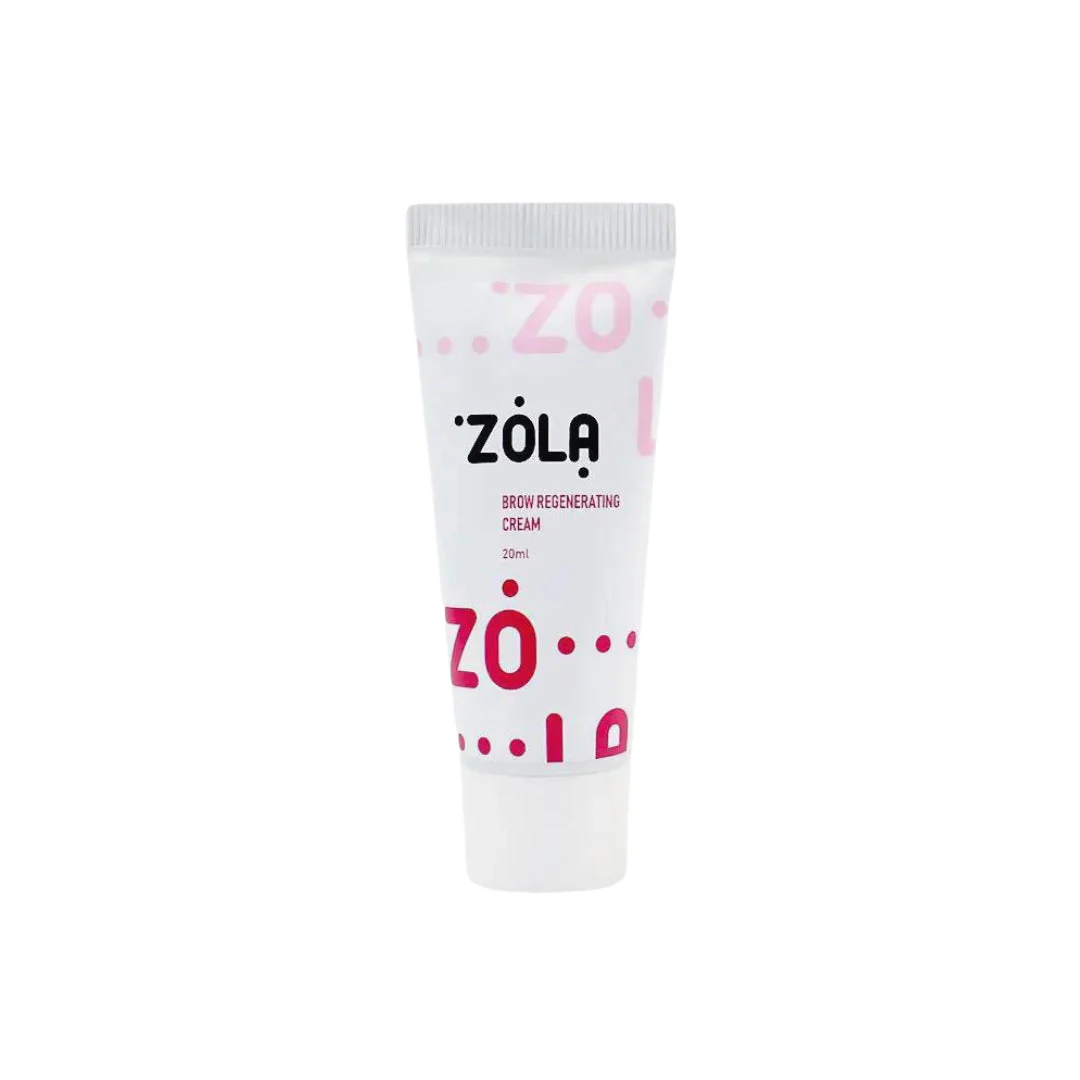 ZOLA Brow Regenerating Cream - Creme Regenerador de Sobrancelhas Frasco branco de creme para sobrancelhas ZOLA com texto preto e rosa