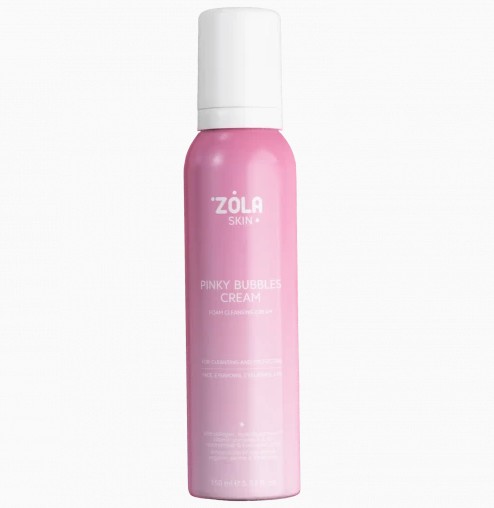 ZOLA Pinky Bubbles Cream - Limpeza Facial Profissional Frasco rosa de ZOLA Skin Pinky Bubbles Cream com tampa branca