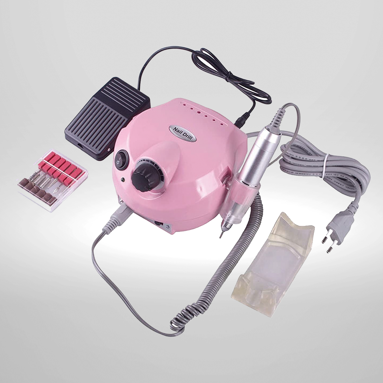 🌸 Broca Rosa 30000 RPM Máquina elétrica para manicure cor-de-rosa com acessórios e pedal