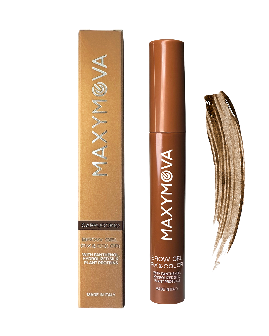 Maxymova Brow Gel Fix & Color, Gel Cappuccino Gel para sobrancelhas Maxymova castanho