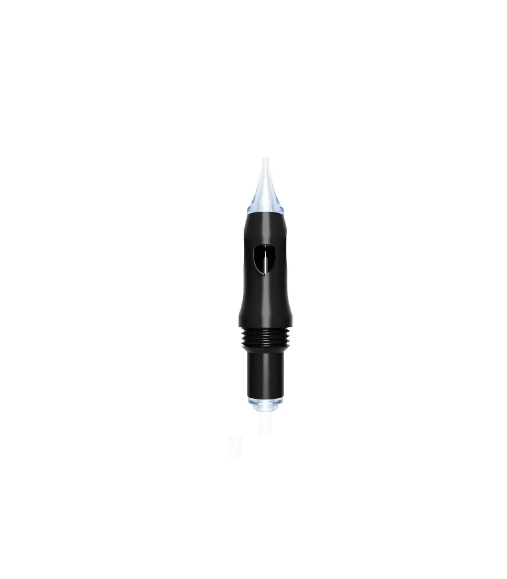 Agulhas M10 Haut Technology para Dermógrafo PL-II 10un - PRÉ-VENDA📍 Cartucho para máquina de tatuagem com corpo preto e ponta transparente sobre fundo branco