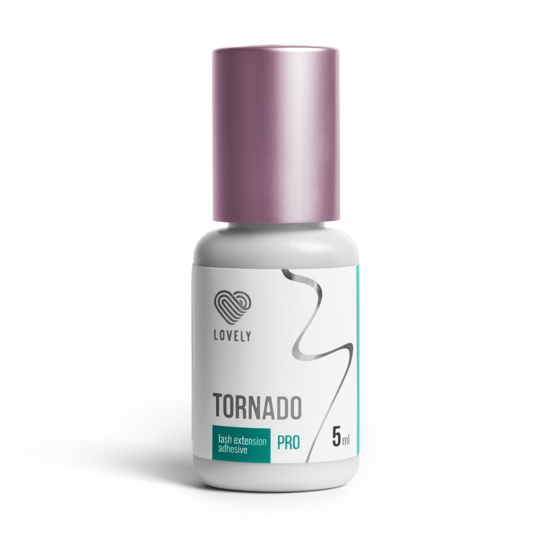 Cola Lovely Tornado⚡– Secagem em 0,5s e Alta Retenção Frasco branco 5 ml com tampa rosa perolada e etiqueta com texto TORNADO PRO