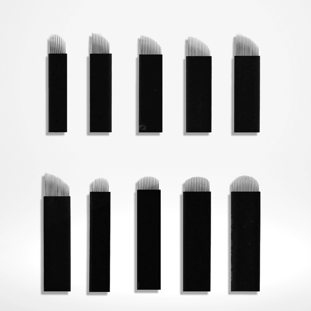 TOP VENDAS🥇Lâminas - Flex - U Conjuntos de agulhas para micropigmentação com base preta dispostos em duas filas