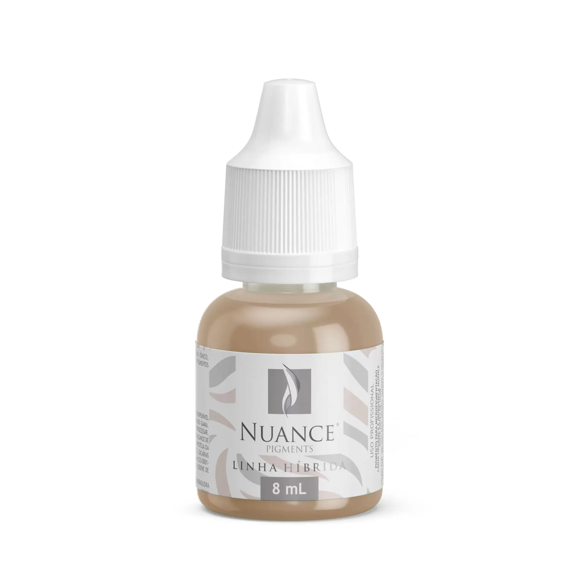 Pigmento Híbrido Light Brown - 8ml Nuance Frasco pequeno de pigmento líquido bege com tampa branca e etiqueta com texto Nuance Pigments Linha Híbrida 8 mL