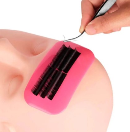 Suporte para Testa em Silicone Manequim de silicone com extensões de pestanas e pinça aplicadora