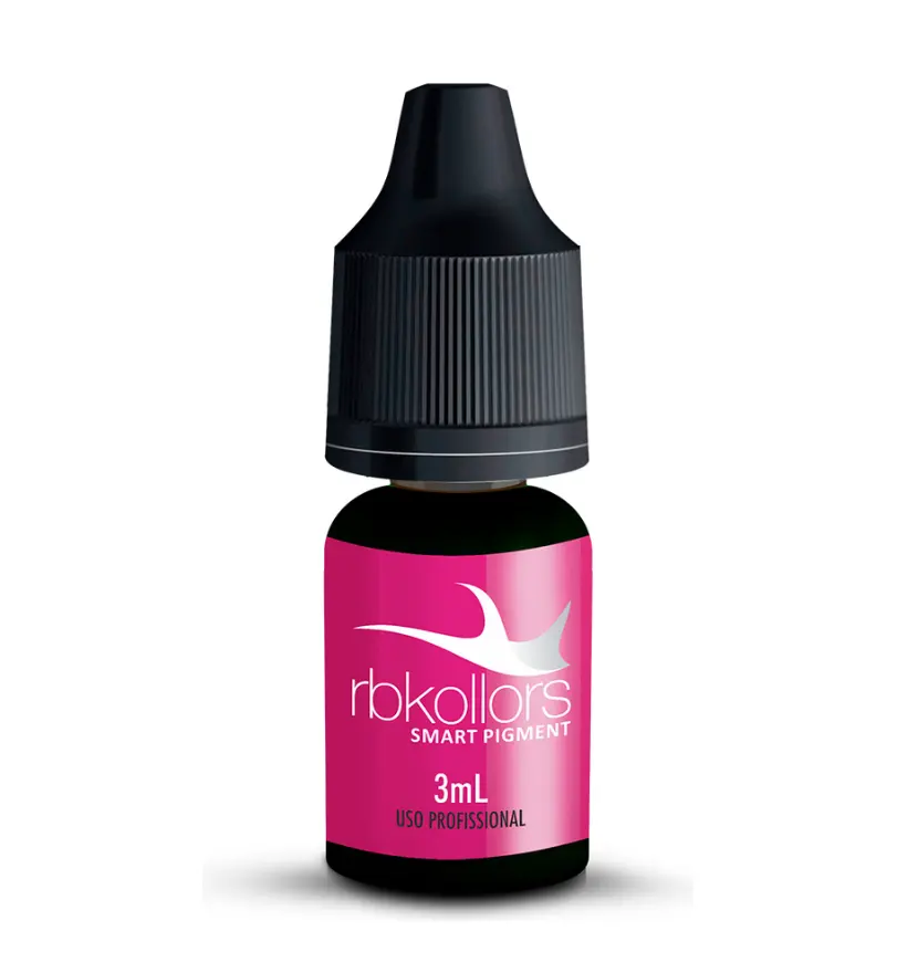 Pigmento Universal RBKollors 03ml - PRÉ-VENDA Frasco pequeno com rótulo rosa e tampa preta