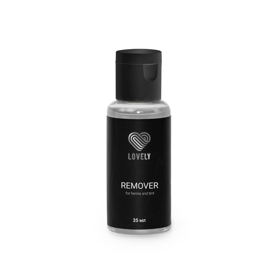 Removedor de Cor da Pele Lovely 35ml - Correção de Henna e Tintura Frasco plástico transparente com rótulo preto e tampa preta