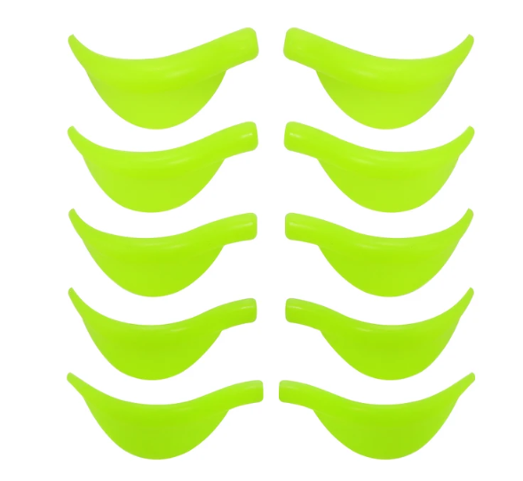 Moldes Russos Anatómicos Verde Neon 5 Pares Dez protetores de silicone verdes fluorescentes para dedos, dispostos em duas colunas e cinco linhas