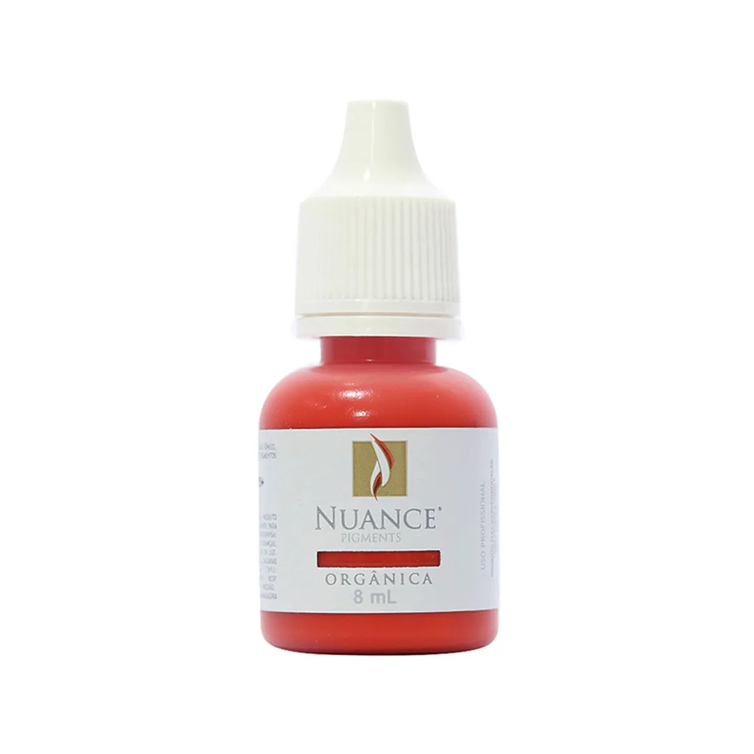 Pigmento Pretty - Coral - 8ml Nuance Frasco pequeno de tinta vermelha para micropigmentação Nuance Orgânica com tampa branca