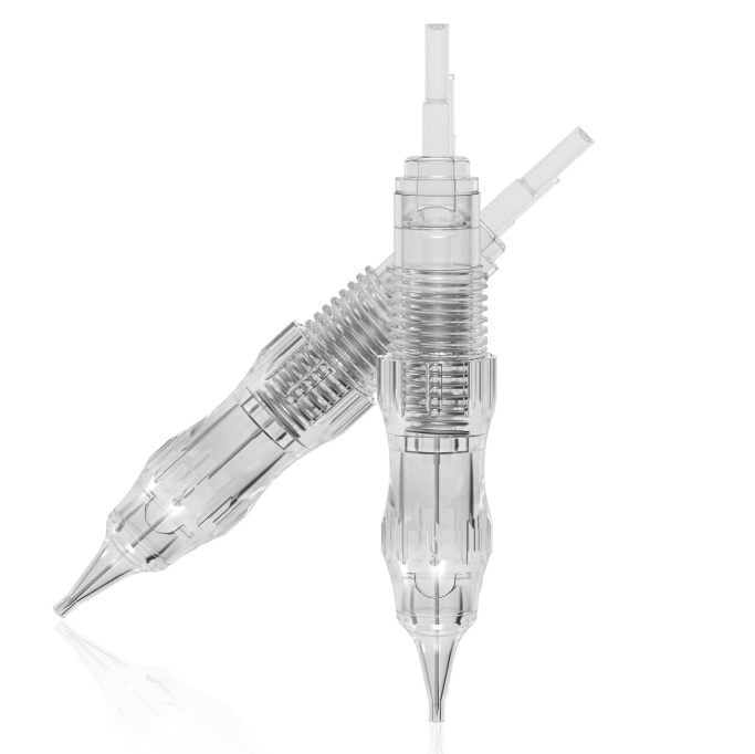 Kit 10 Agulhas de Cartucho de Rosca para Dermógrafo Agulhas para tatuagem transparentes com textura estriada